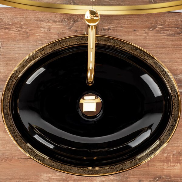 Lavoar pe blat Margot Gold / Black ceramic