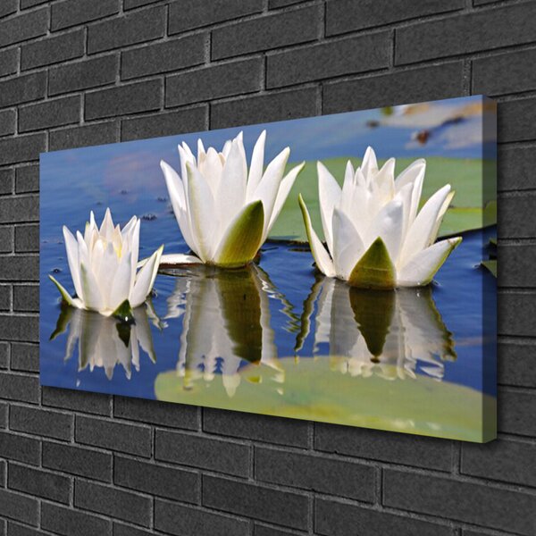 Tablou pe panza canvas Flori Floral Alb Verde