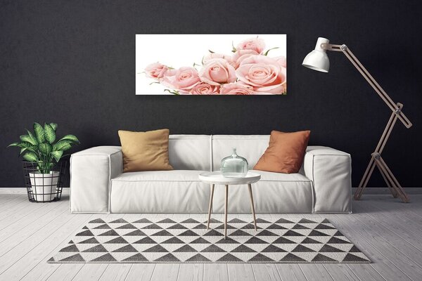 Tablou pe panza canvas Trandafiri Floral Bej Alb