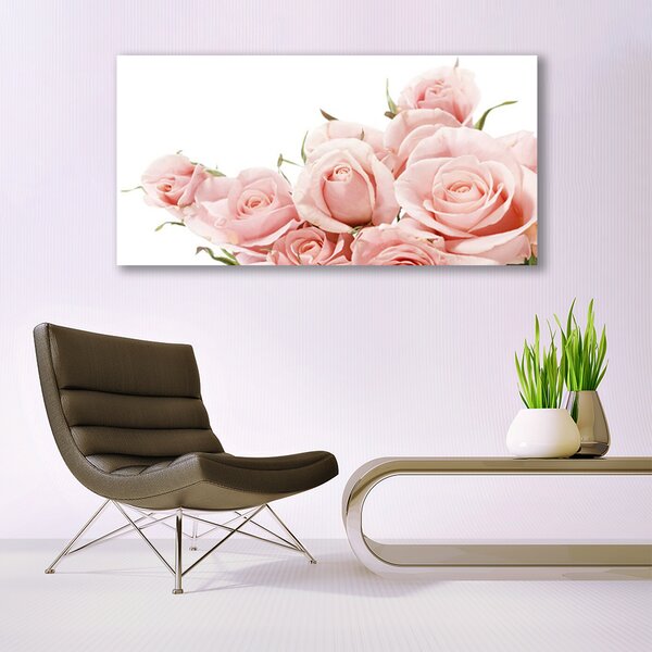 Tablou pe sticla Trandafiri Floral Bej Alb