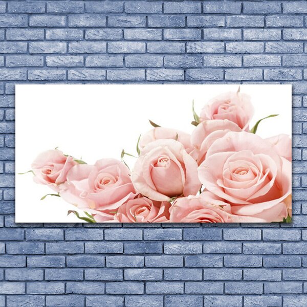 Tablou pe sticla Trandafiri Floral Bej Alb