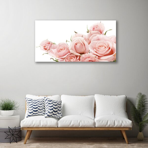 Tablou pe panza canvas Trandafiri Floral Bej Alb