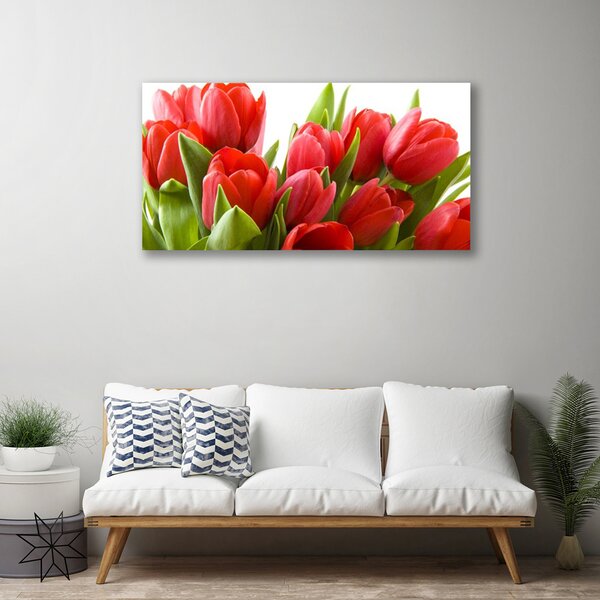 Tablou pe panza canvas Lalele Floral Roșu Verde