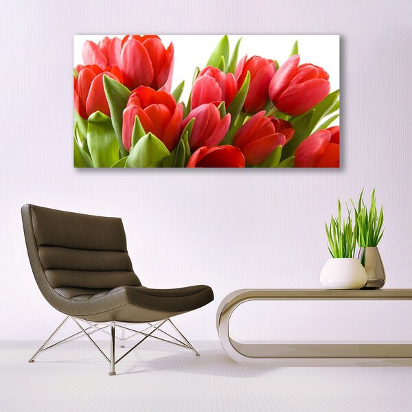 Tablou pe panza canvas Lalele Floral Roșu Verde