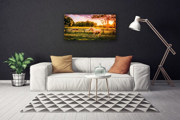 Tablou pe panza canvas Cal Meadow Animale Green Brown