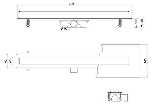 Cersanit Tako rigolă duș 70 cm auriu S204-055