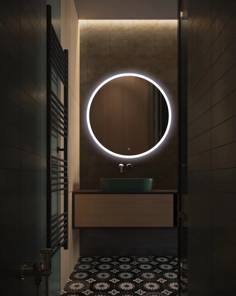 Balneo Moon oglindă 90x90 cm rotund cu iluminare cu covoraș de încălzire alb L0101020401-4
