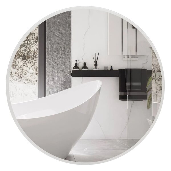 Balneo Moon oglindă 90x90 cm rotund cu iluminare cu covoraș de încălzire alb L0101020401-4
