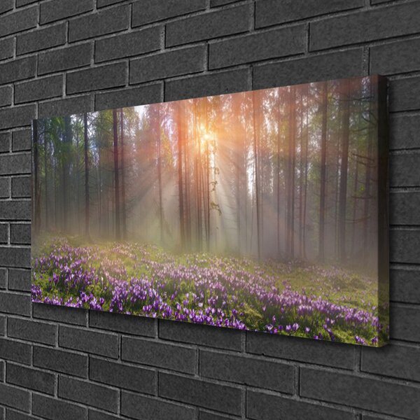 Tablou pe panza canvas Pădure Flori Natura Roz Verde Maro