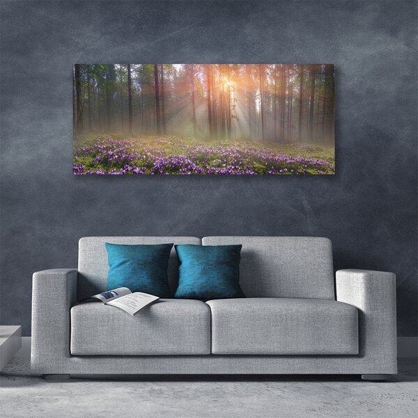Tablou pe panza canvas Pădure Flori Natura Roz Verde Maro