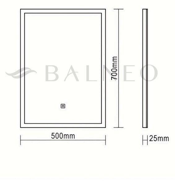 Balneo Lumin oglindă 50x70 cm dreptunghiular cu iluminare cu covoraș de încălzire L0201020401-7