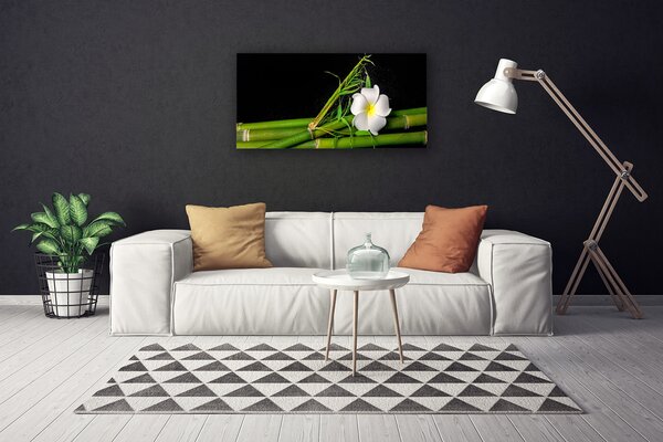 Tablou pe panza canvas Bamboo flori Floral Alb Verde