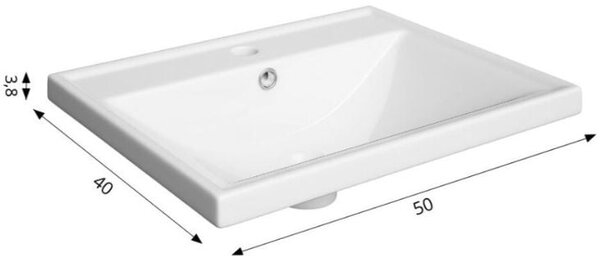 Defra Barcelona lavoar 50x40 cm dreptunghiular mobilier alb luciu 2420