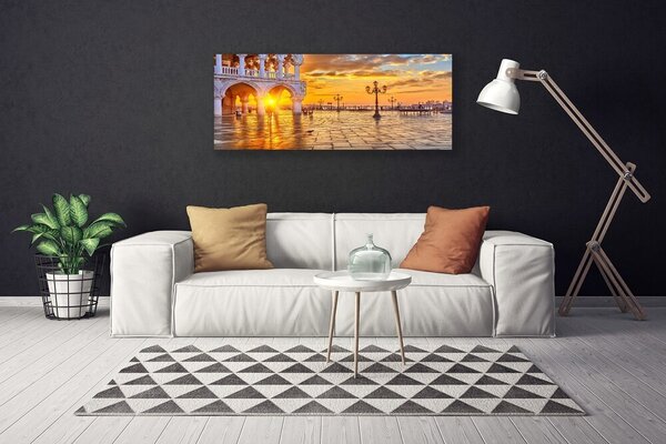Tablou pe panza canvas Locul Sun Arhitectura Galben Gri Alb