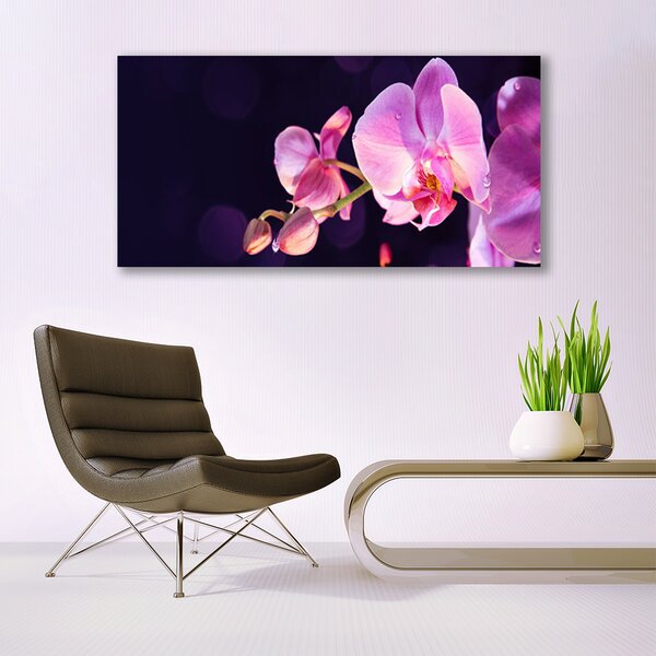 Tablou pe sticla Flori Floral Roz Violet