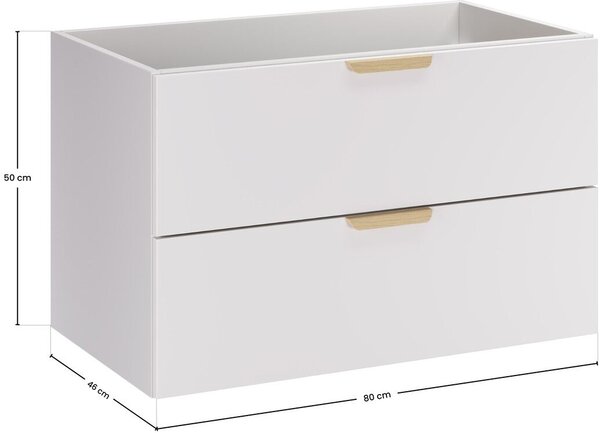 Comad Aster White dulap 80x45.6x50 cm sub chiuveta pe perete alb ASTER WHITE 82-80-46-2S