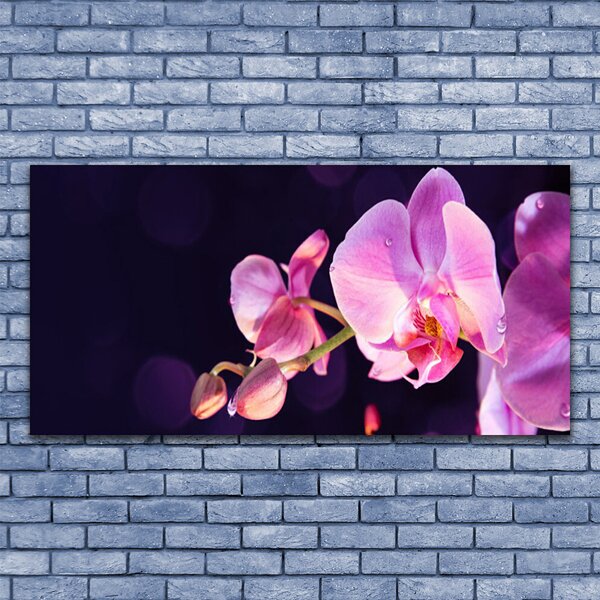 Tablou pe sticla Flori Floral Roz Violet