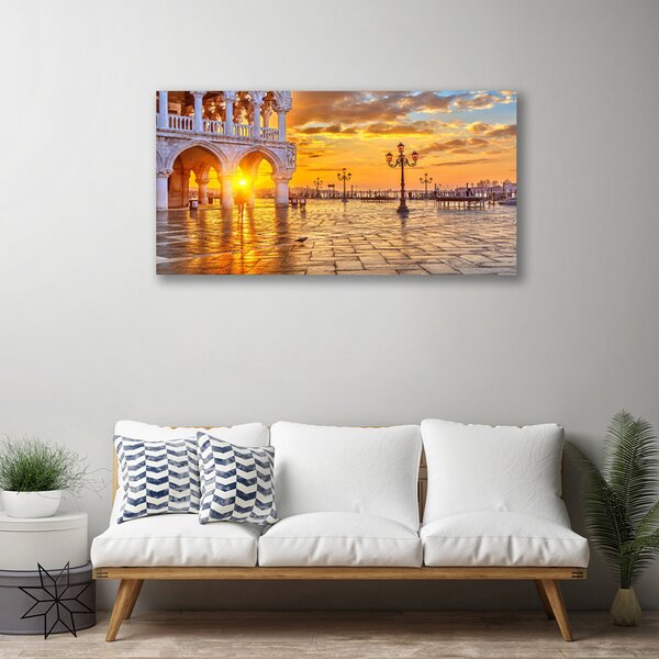Tablou pe panza canvas Locul Sun Arhitectura Galben Gri Alb
