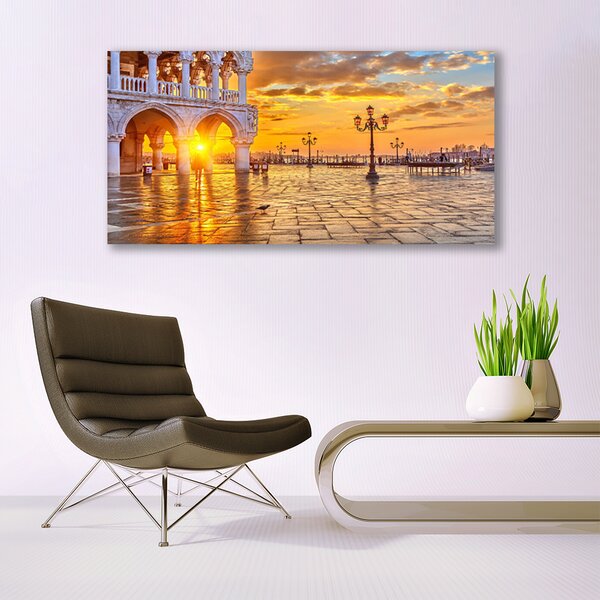 Tablou pe panza canvas Locul Sun Arhitectura Galben Gri Alb