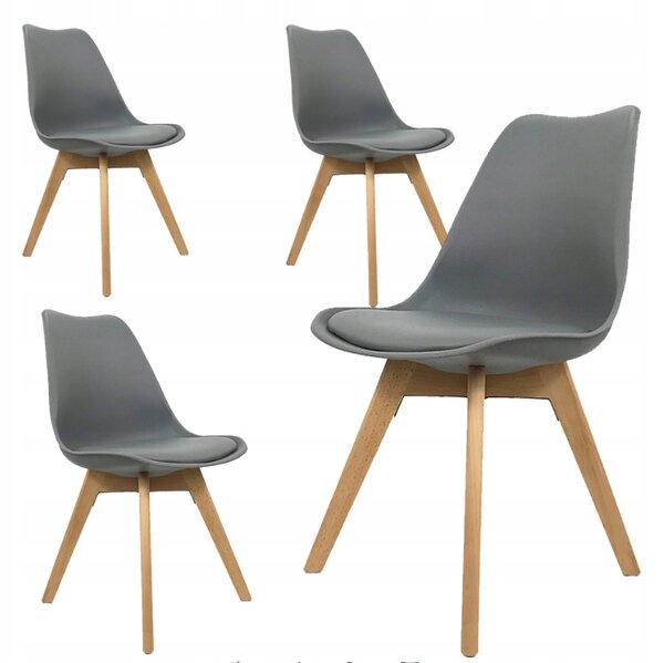 Scaune de sufragerie 4buc gri închis, stil scandinav Basic