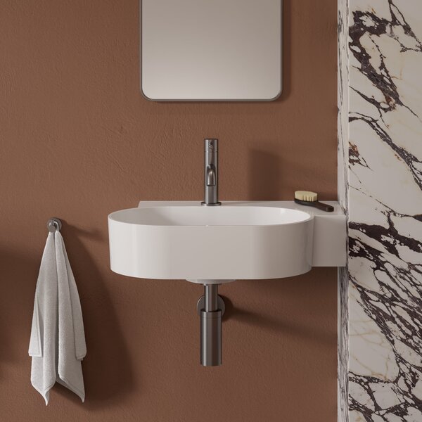 Omnires Ovo M+ lavoar 55x38 cm ovale de blat alb luciu OVO555UWPBP