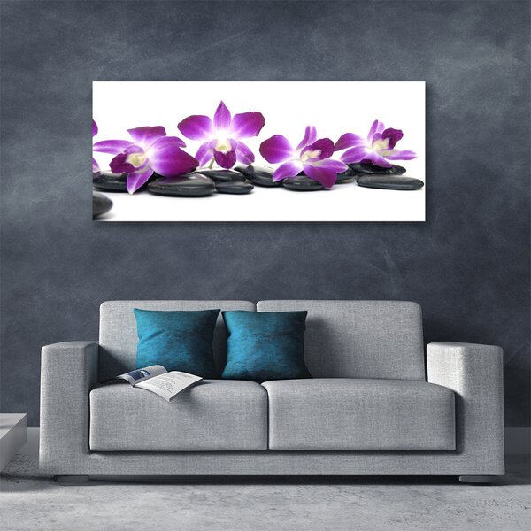 Tablou pe panza canvas Pietrele de flori Arta Roz Alb Gri