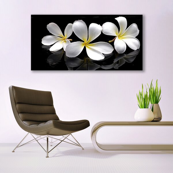 Tablou pe sticla Flori Floral Alb Negru