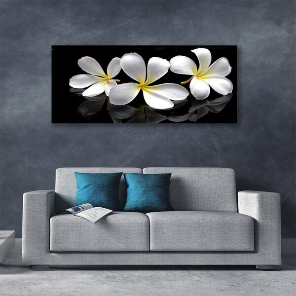 Tablou pe panza canvas Flori Floral Alb Negru
