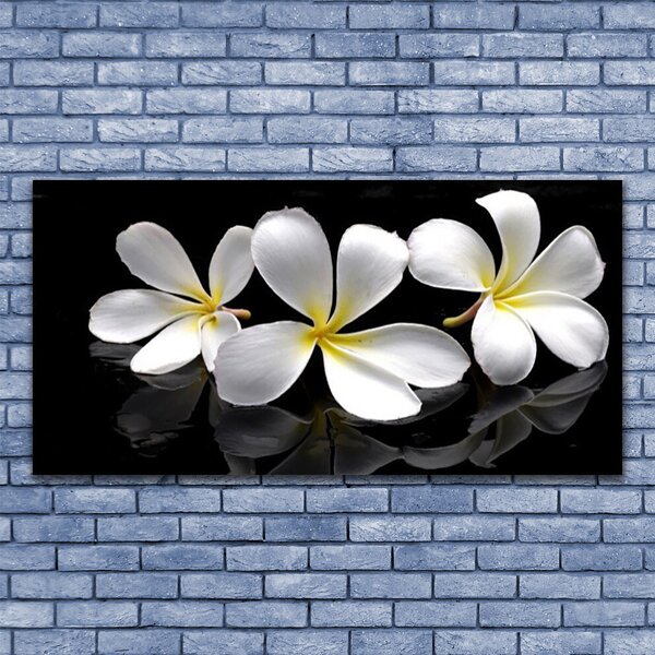 Tablou pe sticla Flori Floral Alb Negru