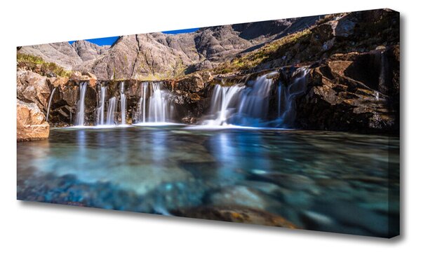 Tablou pe panza canvas Cascada Natura Albastru Verde Gri