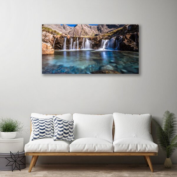 Tablou pe panza canvas Cascada Natura Albastru Verde Gri