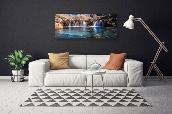 Tablou pe panza canvas Cascada Natura Albastru Verde Gri
