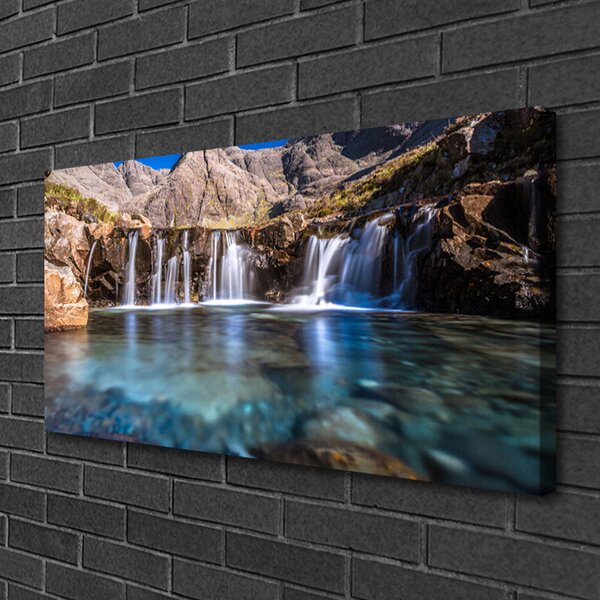 Tablou pe panza canvas Cascada Natura Albastru Verde Gri