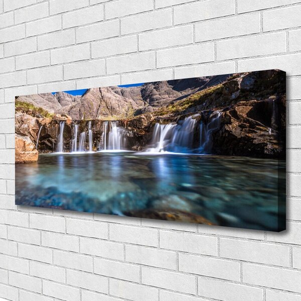 Tablou pe panza canvas Cascada Natura Albastru Verde Gri