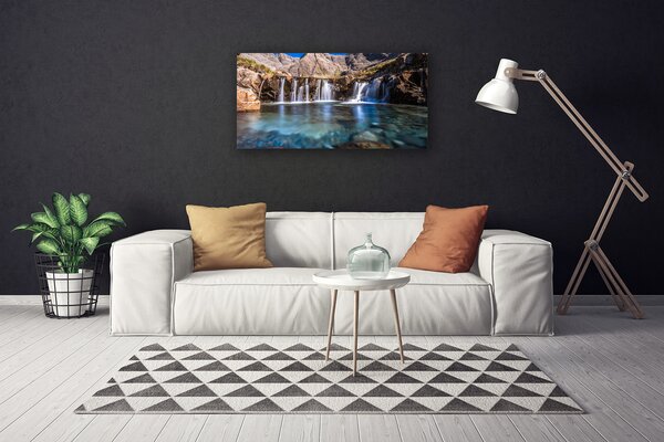 Tablou pe panza canvas Cascada Natura Albastru Verde Gri