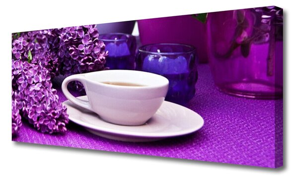 Tablou pe panza canvas Cupa Flori Floral Alb Roz Violet