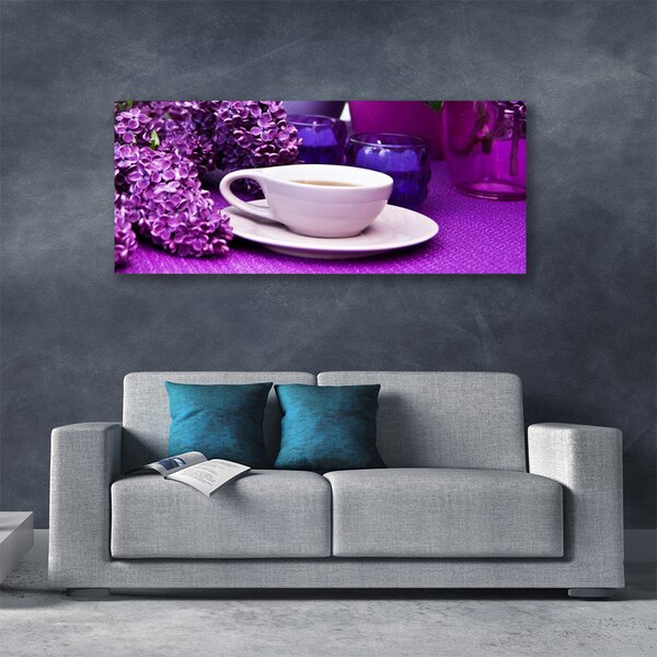 Tablou pe panza canvas Cupa Flori Floral Alb Roz Violet