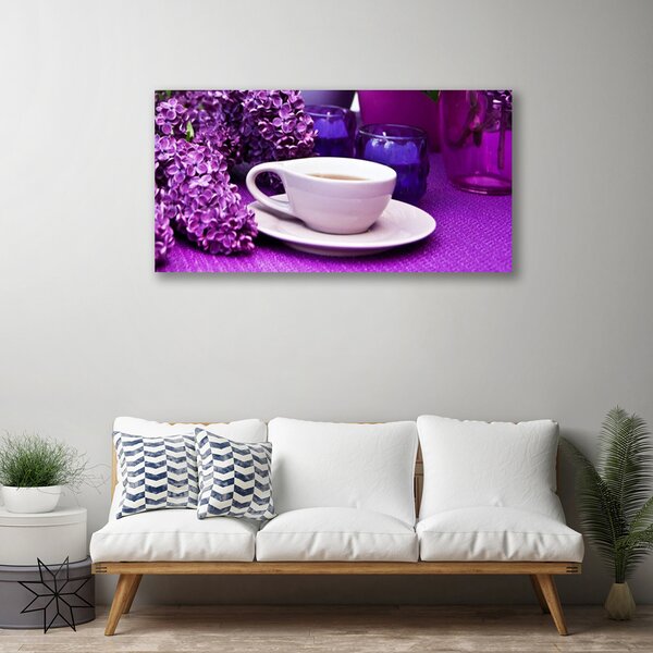 Tablou pe panza canvas Cupa Flori Floral Alb Roz Violet