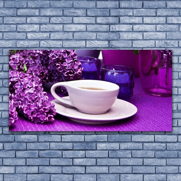 Tablou pe panza canvas Cupa Flori Floral Alb Roz Violet