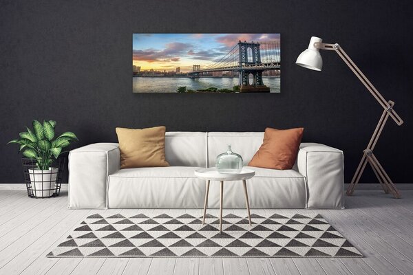 Tablou pe panza canvas Bridge City Arhitectura Gri Galben