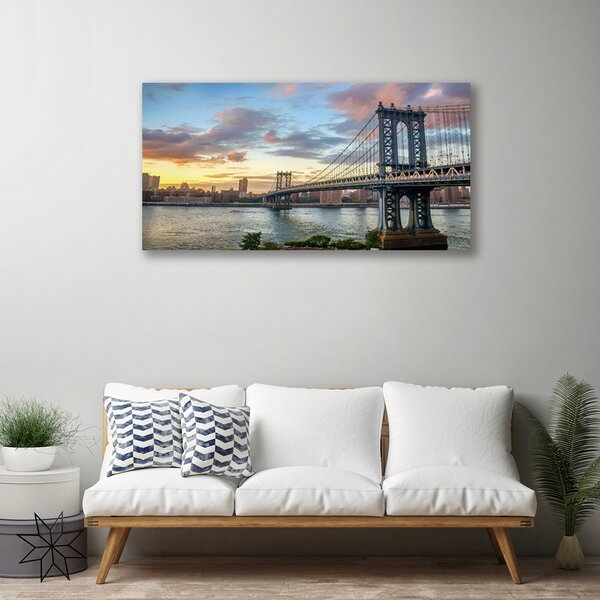 Tablou pe panza canvas Bridge City Arhitectura Gri Galben