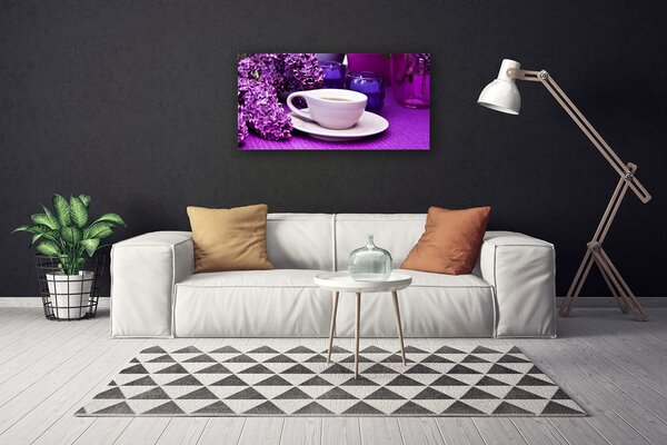 Tablou pe panza canvas Cupa Flori Floral Alb Roz Violet
