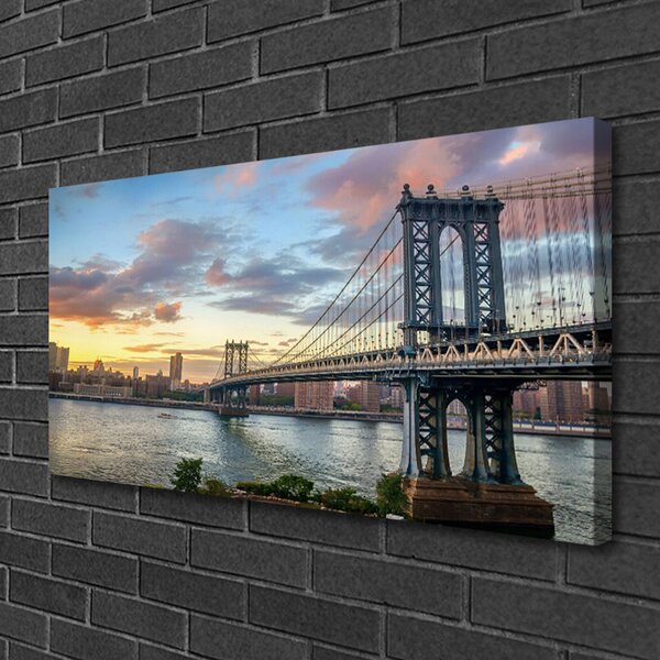 Tablou pe panza canvas Bridge City Arhitectura Gri Galben
