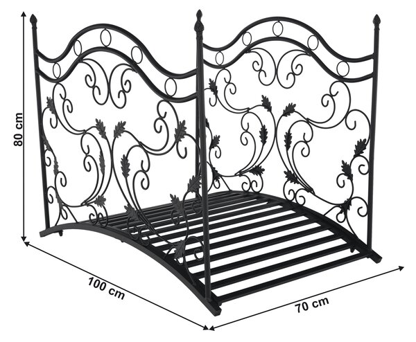 KONDELA Pod decorativ de grădină, metal negru, RENAL