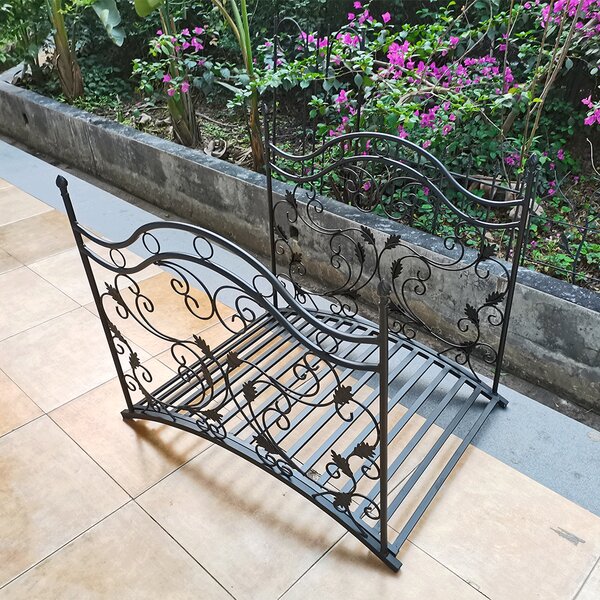 KONDELA Pod decorativ de grădină, metal negru, RENAL