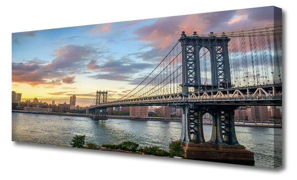 Tablou pe panza canvas Bridge City Arhitectura Gri Galben