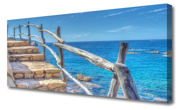Tablou pe panza canvas Scari Marea Arhitectura Gri Albastru Galben