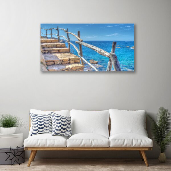 Tablou pe panza canvas Scari Marea Arhitectura Gri Albastru Galben