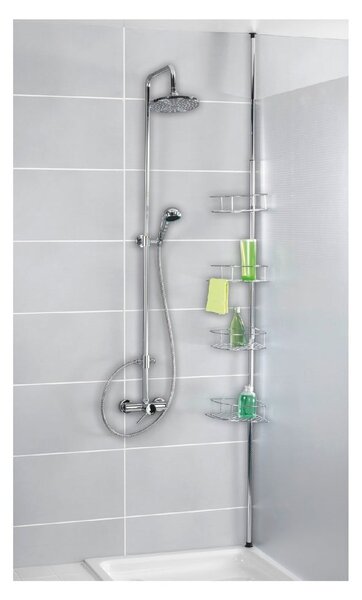 Raft pentru baie argintiu lucios de colț telescopic din oțel inoxidabil Dolcedo – Wenko