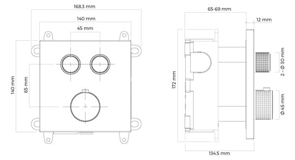 Oltens Onega baterie cadă-duș ascuns cu termostat grafit 34602400
